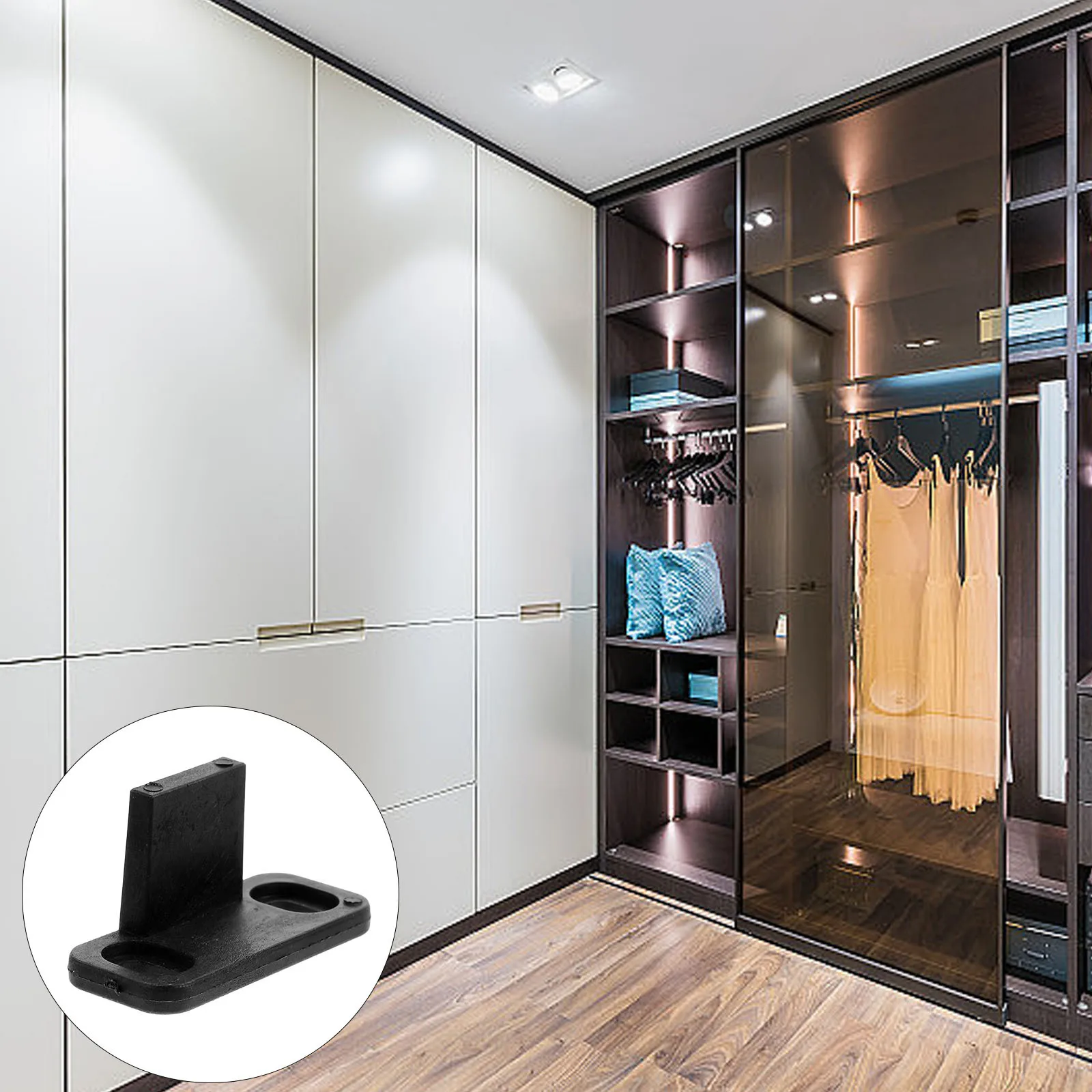 

4Pcs Floor Guide for Sliding Barn Closet Cabinet Doors Bottom Track Mounting Hardware Smooth Glide Anti-Shake Floor Guide