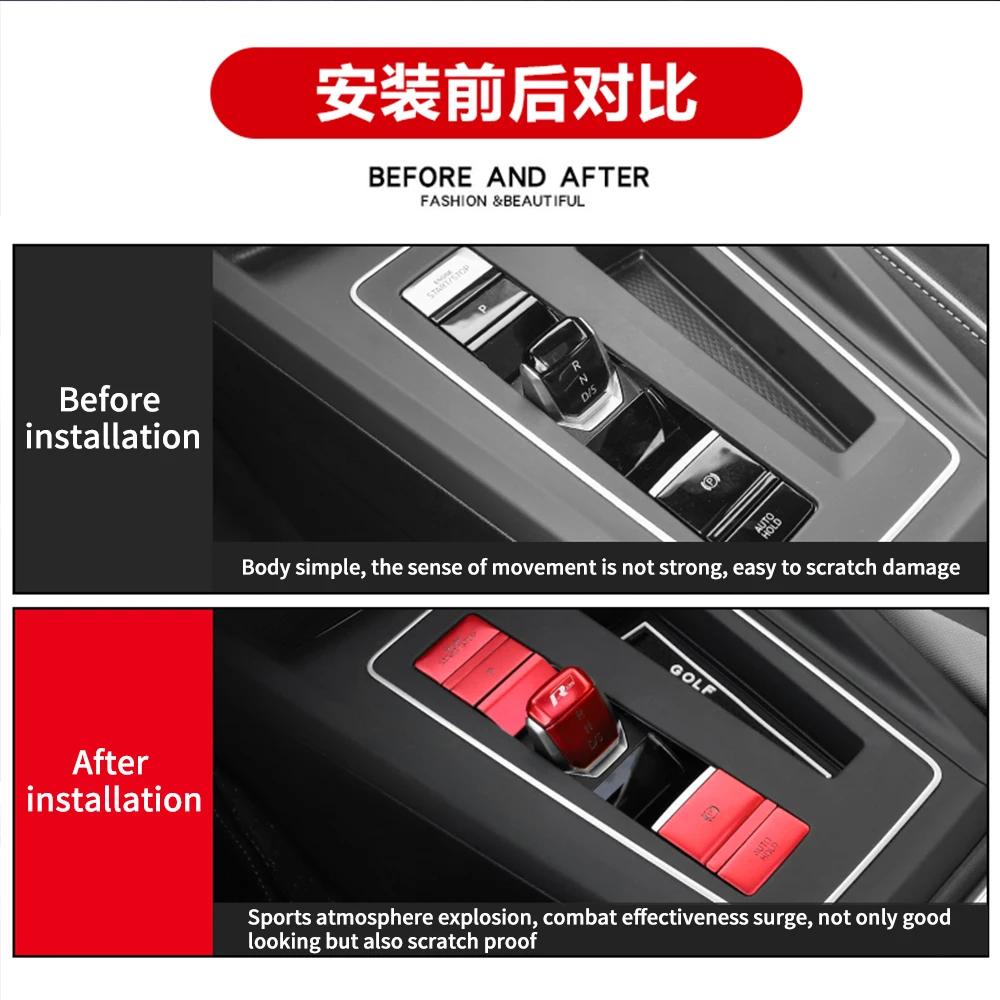 Car interior central control panel shift button sticker door unlocking For For Volkswagen VW Golf 8 MK8 GTI Rline decorative