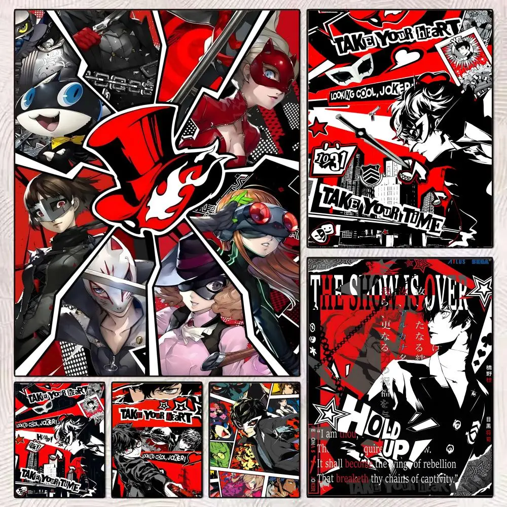 

Game P-PersonaS 5 Poster HD Art Mural Wallart Waterproof Vintage Print Decor for Home Decoration DIY Durable