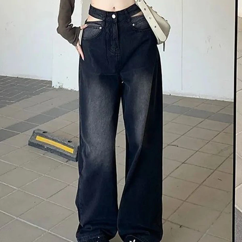 

Широкие джинсы для женщин, весна-осень, новый стиль, пикантная девушка, дизайн с высокой талией, тонкие универсальные синие джинсовые брюки-поло, модные