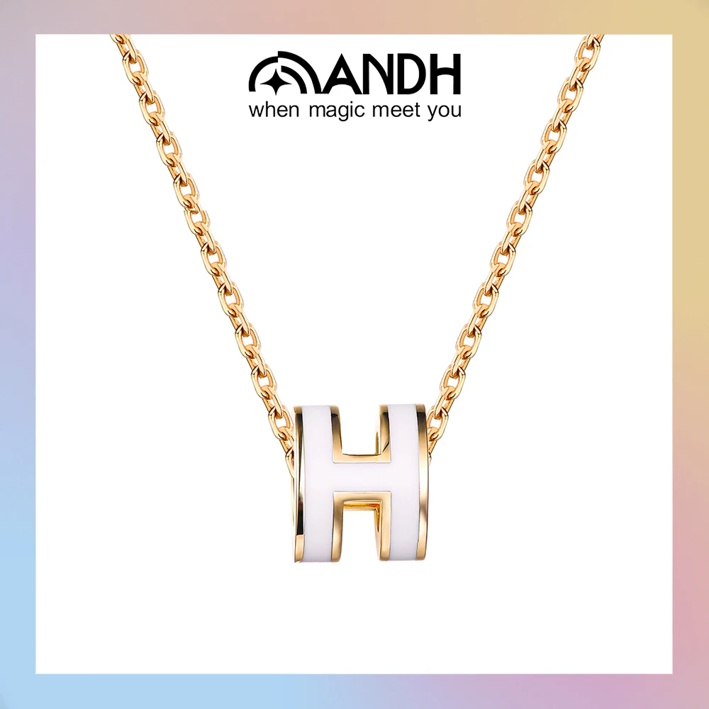 

ANDH Letter H Pendant Necklaces for Women Gold Plated 45cm-50cm Adjustable Fashion Trend Necklace Luxury Brand Jewelry Gift