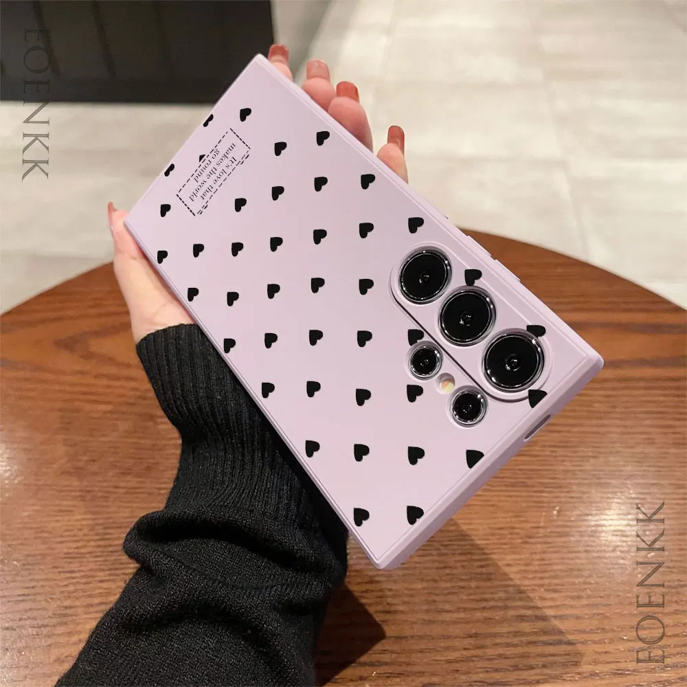 Funda de teléfono con diseño de corazón de amor negro para Samsung Note 10 20 Lite Pro Galaxy S25 S24 S23 S22 S21 S20 Ultra FE Plus funda de silicona