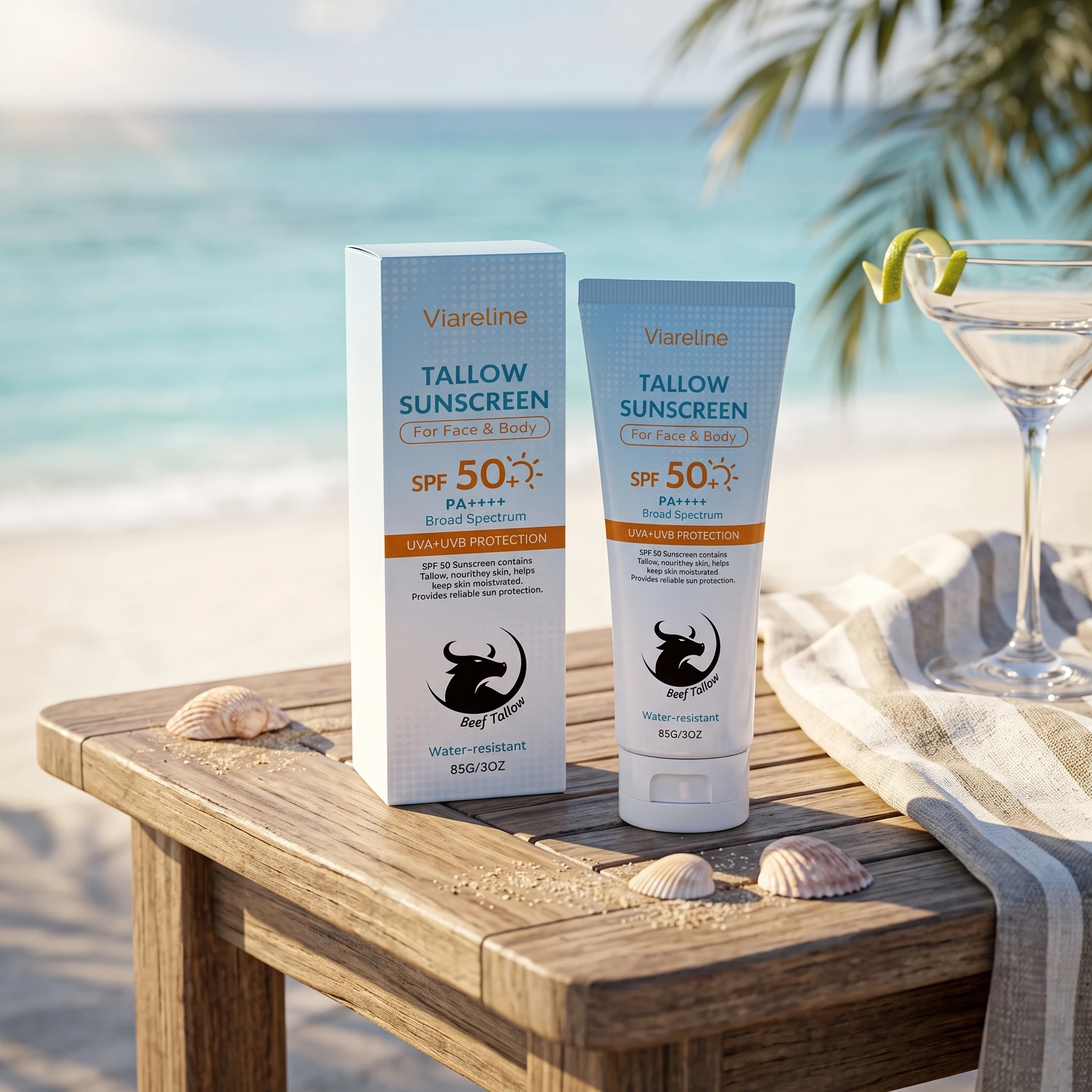 Spf 50 Tallow Sunscreen for Face and Body Barrier Repair Hydrating Sunscreen for Dry Skin Prevent Sunburn Outdoor Sunscreen