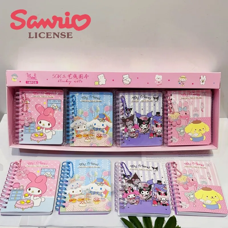 16pcs New Sanrio  Coil Book Acrylic Cartoon Pendant Notebook Girl Heart Note Pad Notebook Hand Ledger Stationery Wholesale