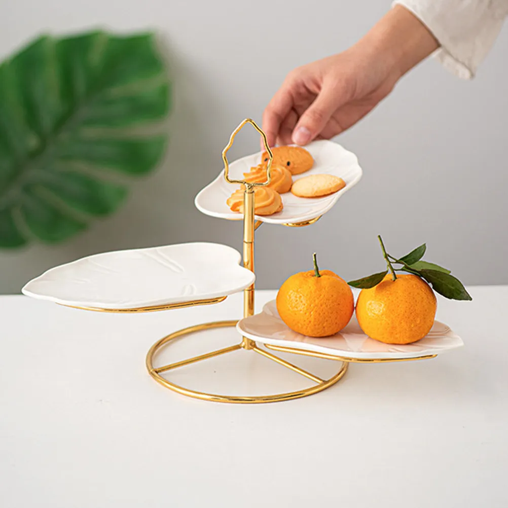 

Набор из трехъярусной подставки для торта, фруктовница, съемная тарелка для десертов, подставка для закусок, керамическая железная подставка для вечеринок и свадеб