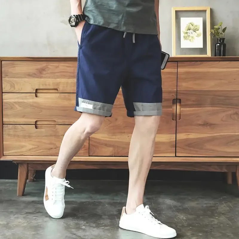 Men's Cargo Shorts With Pockets Male Bermuda Short Pants Cotton Trend Unique Summer Y2k Spliced Draw String Baggy Front Pocket