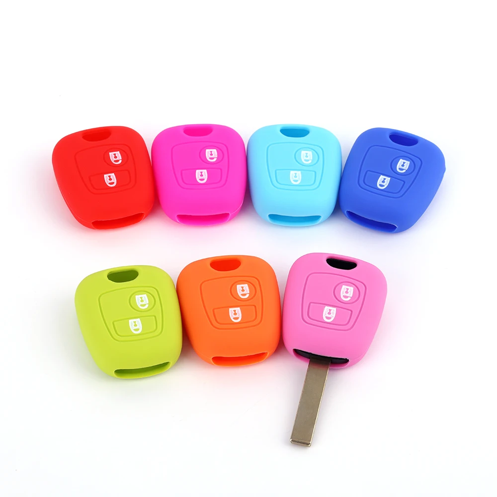 2 Buttons Silicone Case for Peugeot 107 206 307 207 408 for Citroen C2 C3 C4 Berlingo Xsara Picasso for Toyota Aygo Straight Key