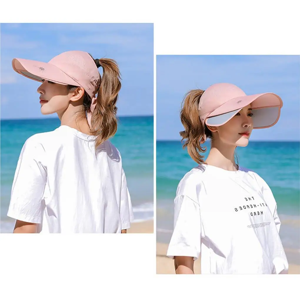 Women Retractable Visor Hat Summer Sun Riding Outdoor Sport Cap UV Sun Hat Woman Beach Hat