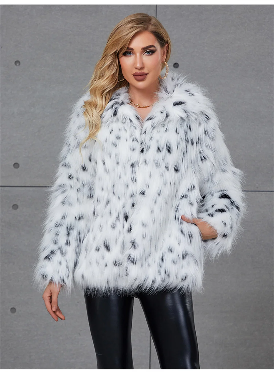 

Women's Winter Jacket Leopard Print Jacket Turn Down Collar Warm Outwear Causal Female Loose Faux Fur Coats Jackets For Women