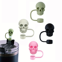 Skull Straw Cover Cap For Cup Reusable 10mm Silicone Straw Topper Compatible 30&40 Oz Tumbler With Handle Tips Lids