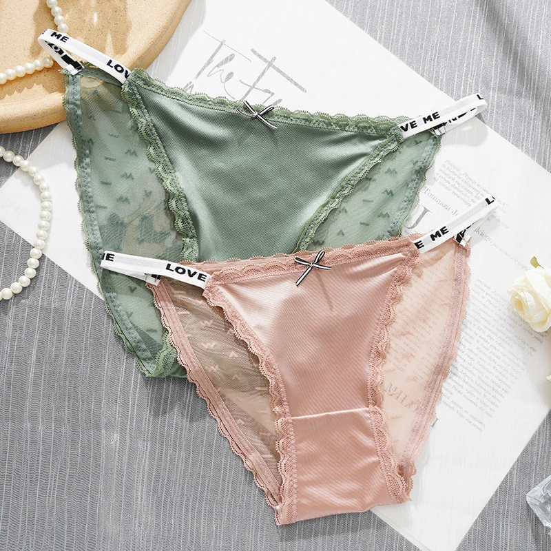 Solid Color Ice Silk Panties Women Breathable Triangle Pants Female Low Waist Underwear Comfortable Sexy Fashion Panties