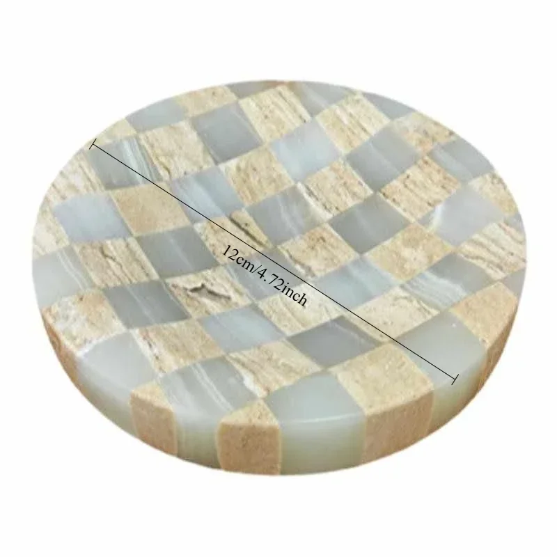 

High End Modern Design Desktop Mosaic Decoration Bathroom Storage Tray, Nordic Style Light Luxury Agate Jewelry Tray