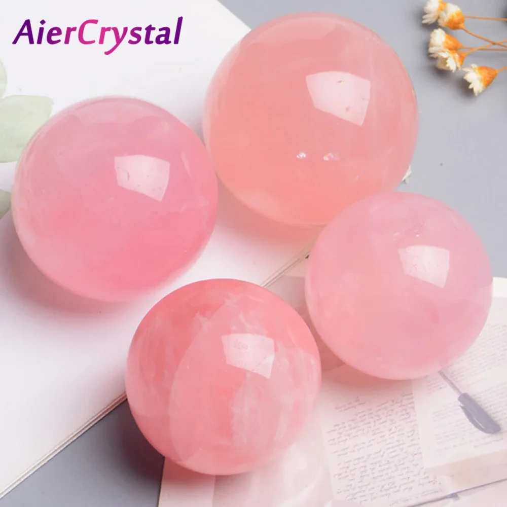 Natural Rose Quartz Crystal Ball Polishing Massage Ball Reiki Living Room Decoration Pink Crystal Souvenir Stone Crafts 4-7cm