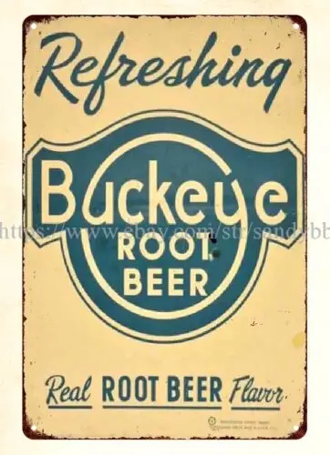 SST Buckeye Root Beer metal tin sign room den advertising wall art