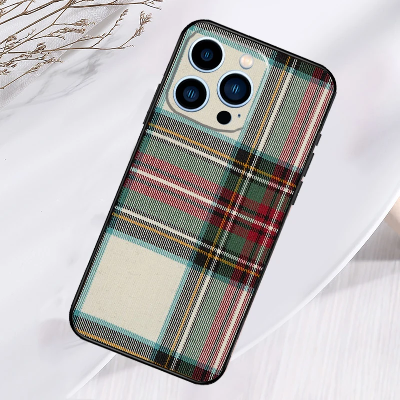 Clan Stewart Dress Tartan Plaid Pattern Fundas For iPhone 13 12 11 Pro Max XR XS Plus Case For iPhone 14 15 16 Pro Max Cover