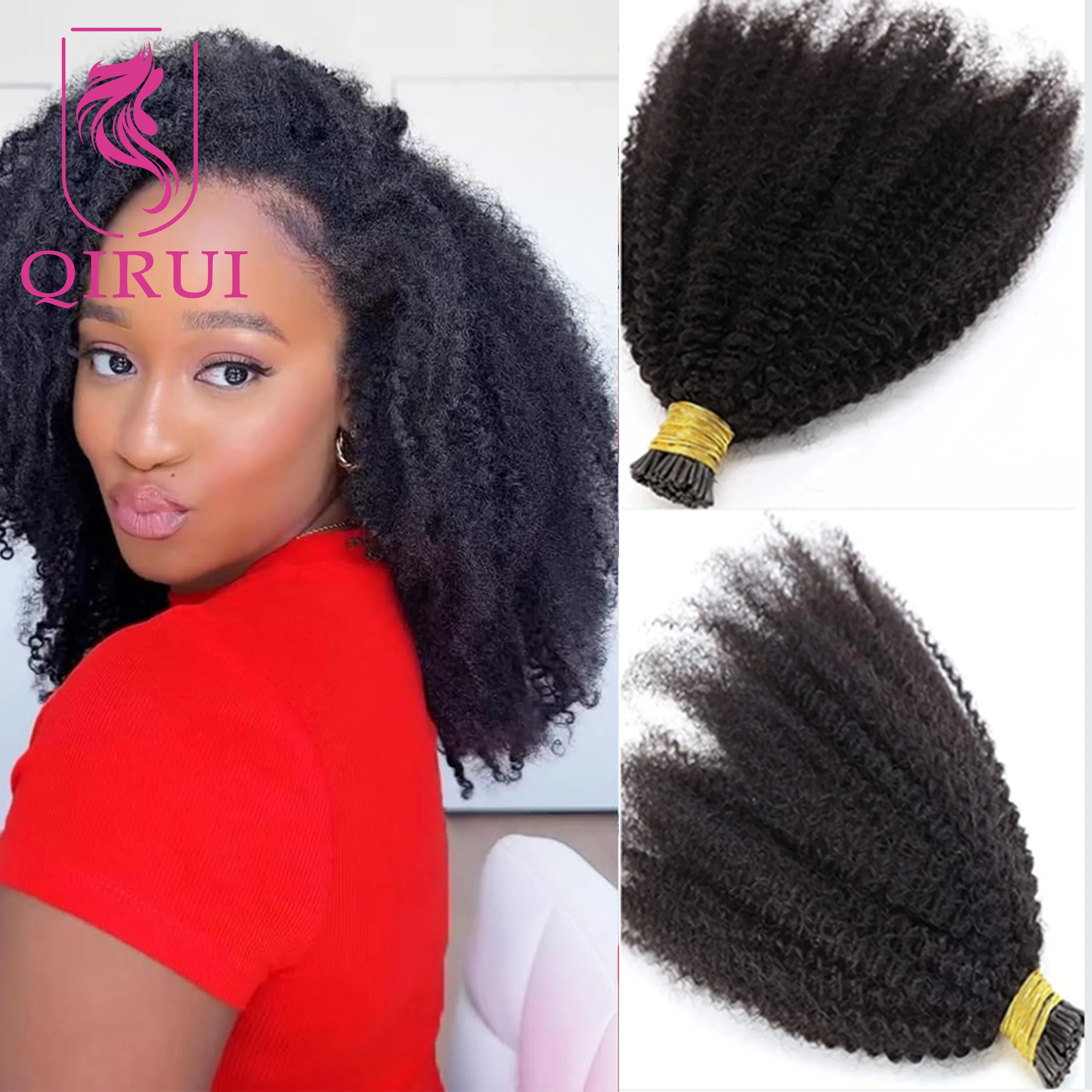 الأفرو غريب مجعد أنا تلميح ميكرولينكس الشعر البشري البورمية Itip مجعد وصلات شعر أنا نصائح الشعر البشري للنساء السود #1