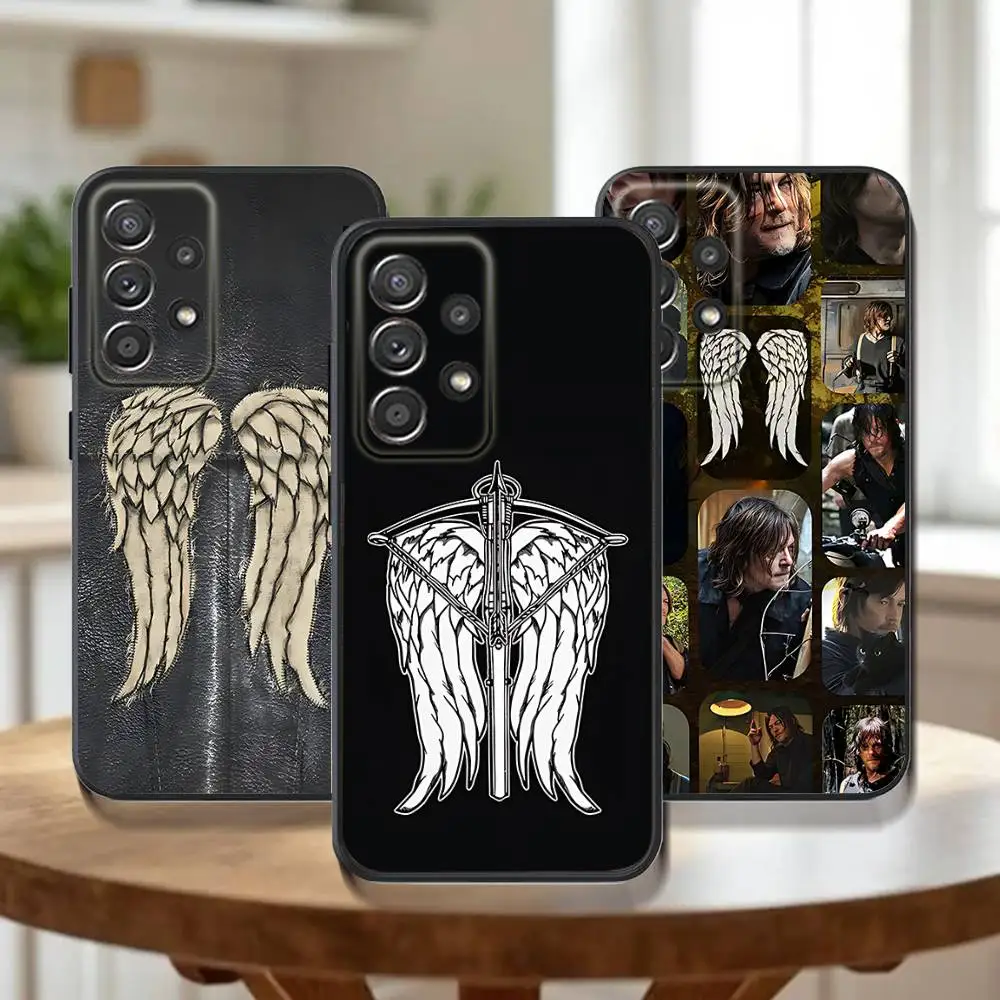 ดี-ดาริล ดิกสัน วิงส์ ซอมบี้สำหรับซัมซุงกาแล็คซี่ A73,31,32,72,41,53,52,71,22,5G,หมายเหตุ,J7,8,9 เคสโทรศัพท์สีดำนุ่ม