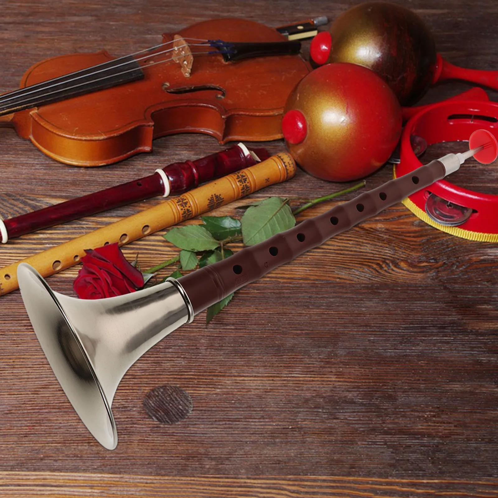 

1 Set Chinese Suona Instrument Resin Material High Realism Traditional Wind Music Practice Beginner-Friendly Ethnic Plastic Wind