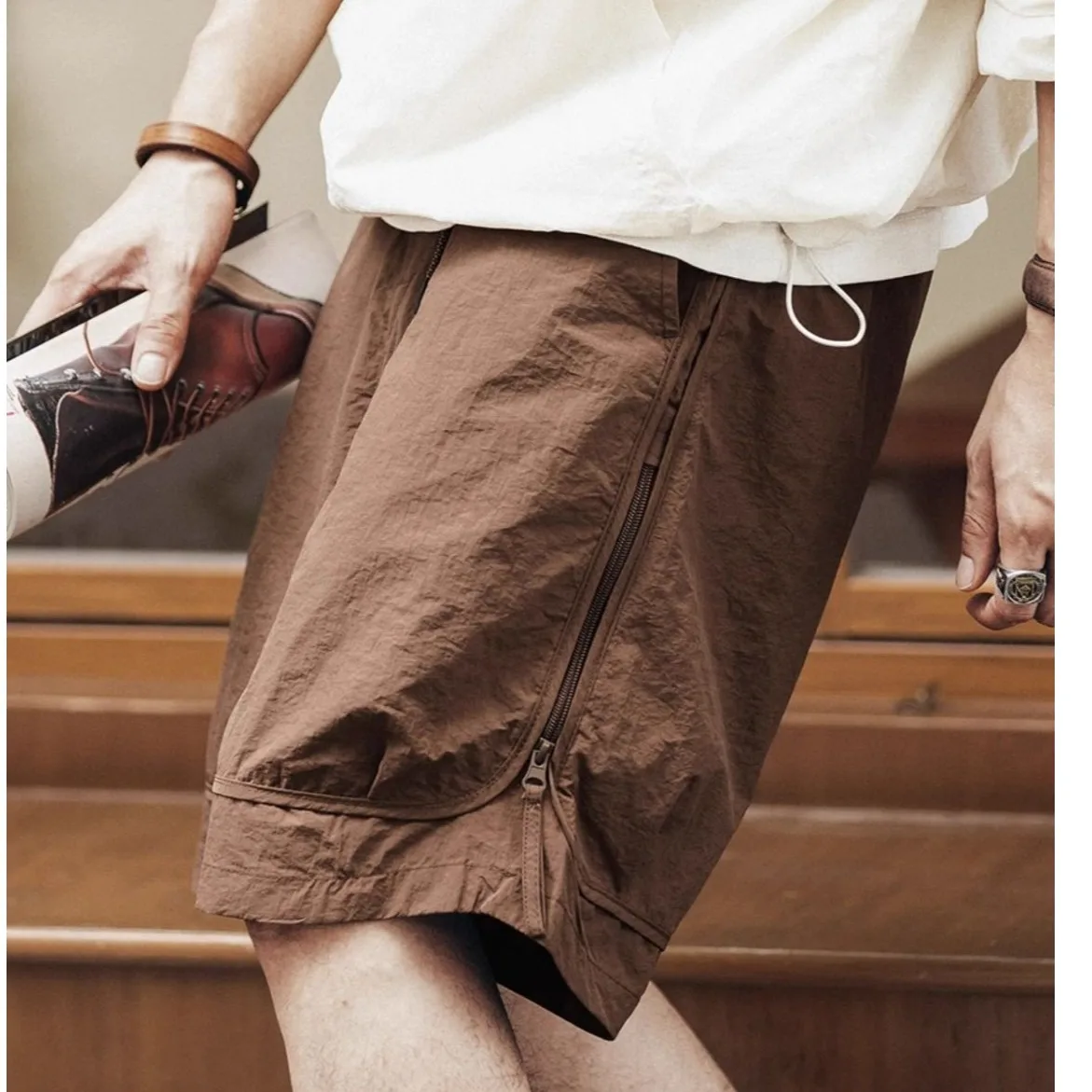 

Уличная рабочая одежда ort Pants Мужские летние свободные брюки из тонкого ледяного шелка с пятью точками Повседневные прямые брюки Дышащие легкие...