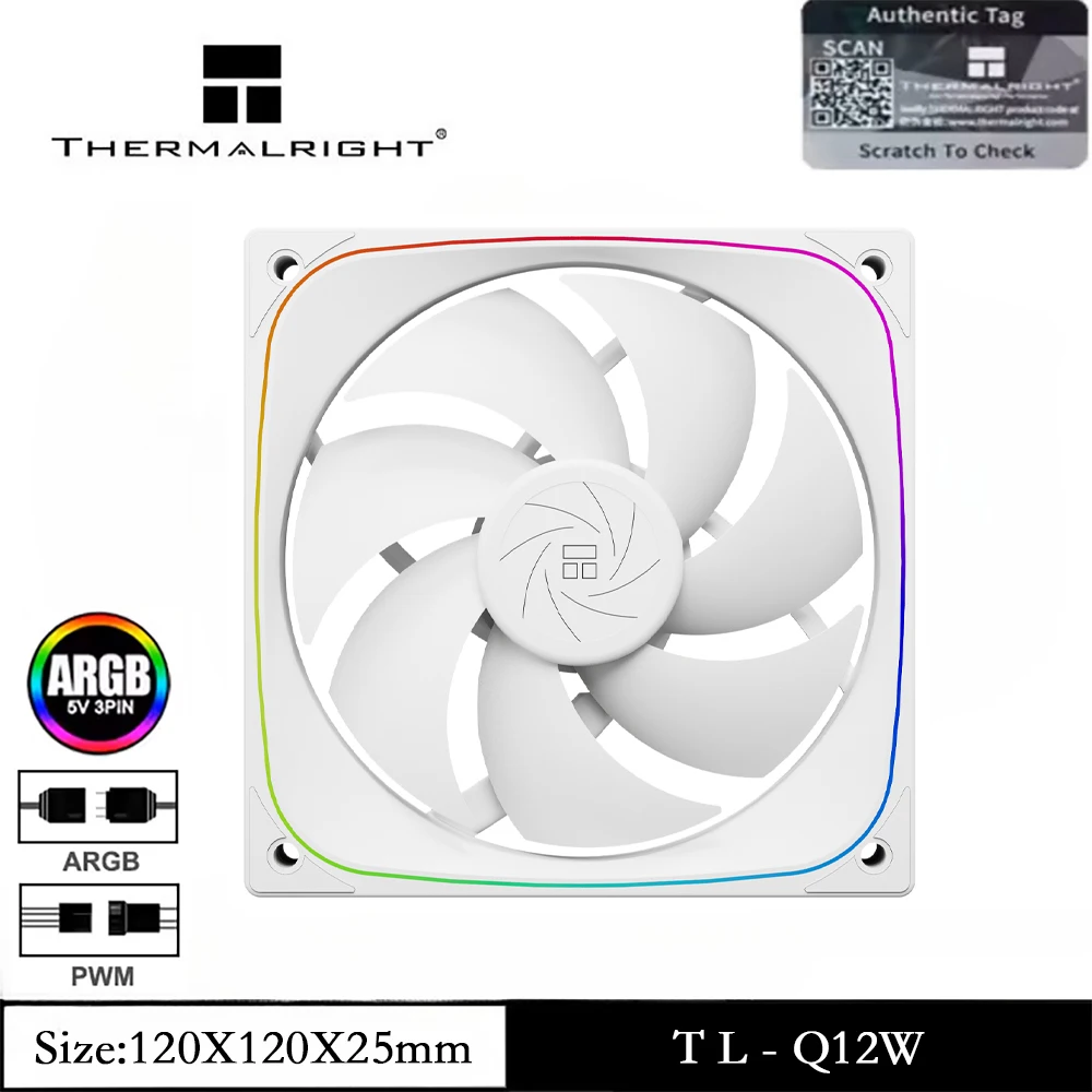 

Thermalright TL-Q12W Вентиляторы для корпусов компьютеров, ARGB-вентилятор 120 мм, конструкция с шумоподавлением, 7 лопастей, полноэкранная подсветка