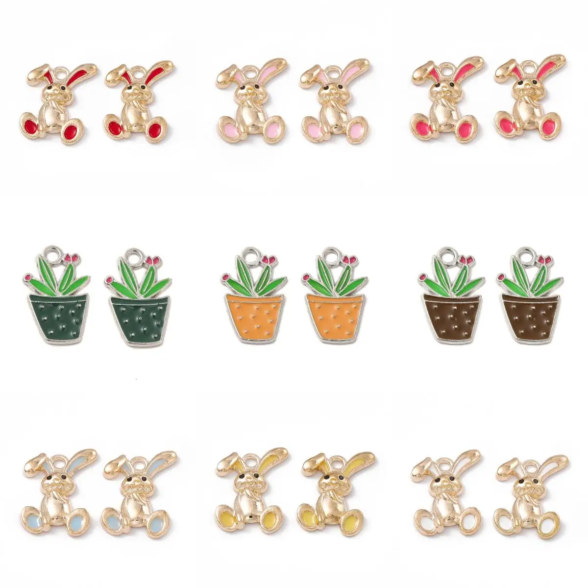 

100pcs Alloy Enamel Pendants, Cute Cartoon Jewelry Gift Making