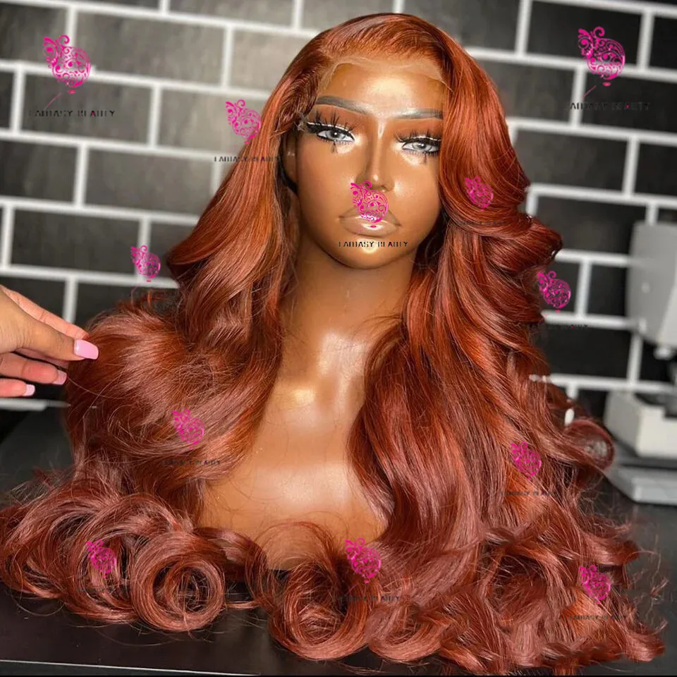 Women's Dark Orange Body Bob wig Comfortable and convenient glueless Women's wig 100% Human hair Full HD lace human hair wig