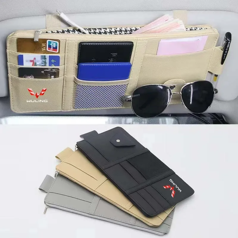 

For Wuling almaz Hongguang S Cortez Victory730EV360 Car Sunshade Storage Car Card Bag Creative Car Glasses ID Card Clip Storage