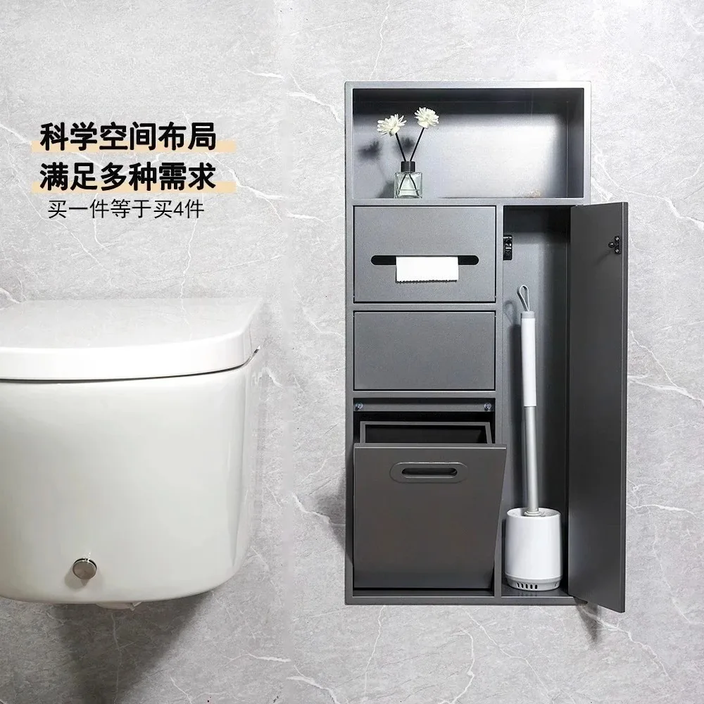 SUS304 Stainless Steel Extra Long Recessed Toilet Wall Niche Waterproof Hidden Storage Bathroom Flush Mount Shelf
