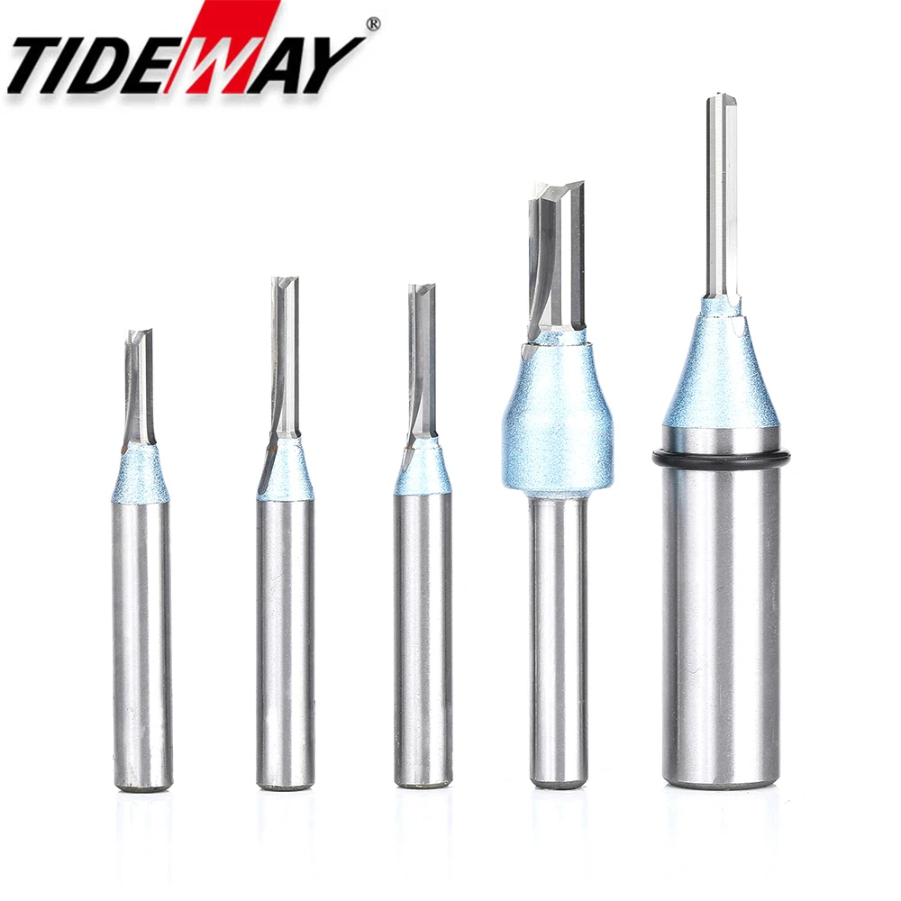 Tideway 1/2 Shank TCT Straight Router Bits 2 Flutes Milling Cutter Woodworking Carving Wood Engraving Carbide CNC Tool End Mill