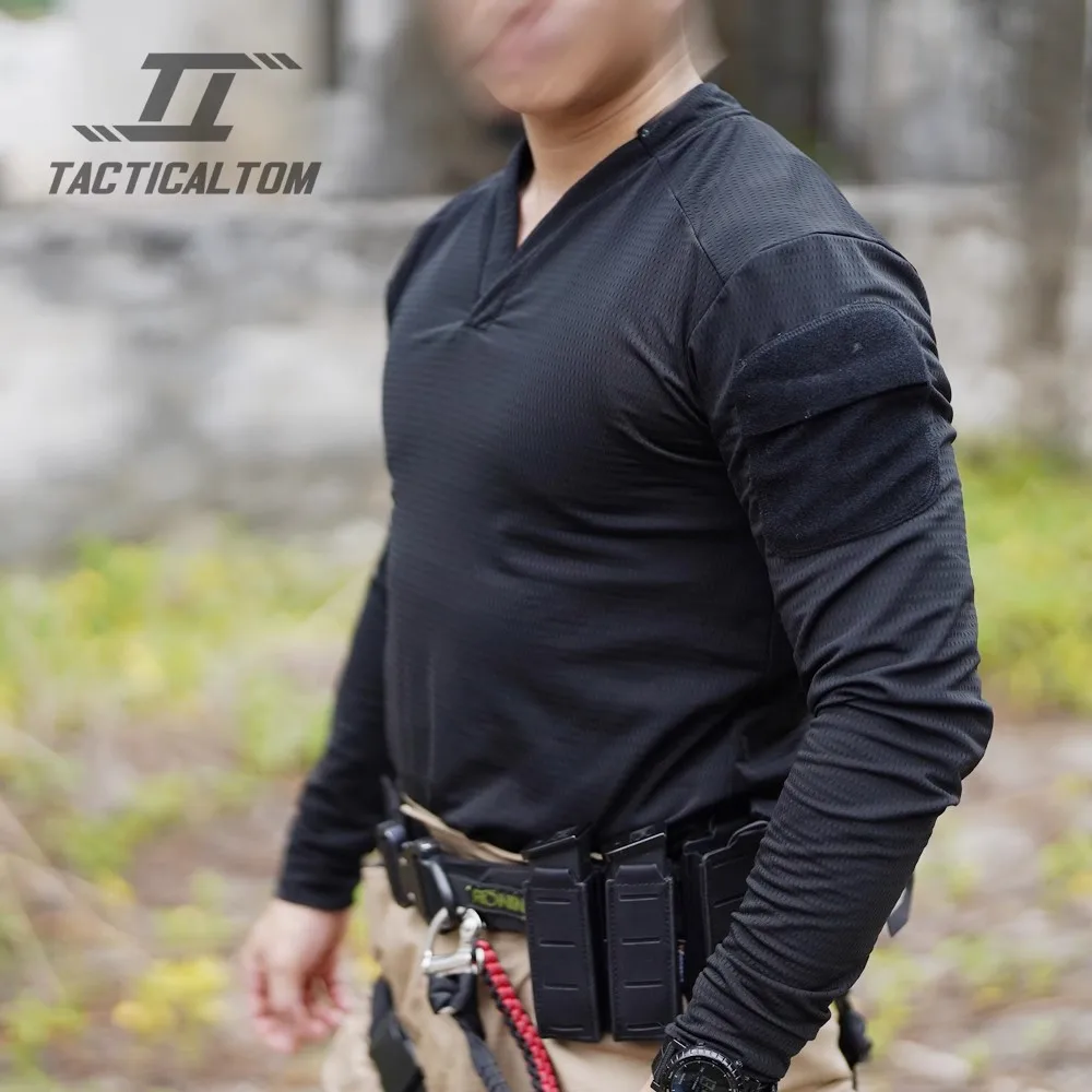 التجفيف السريع مرونة عالية تي شيرت التكتيكية CAG القتالية في الهواء الطلق VS قصيرة الأكمام طية صدر السترة التمويه الصيف الرجال