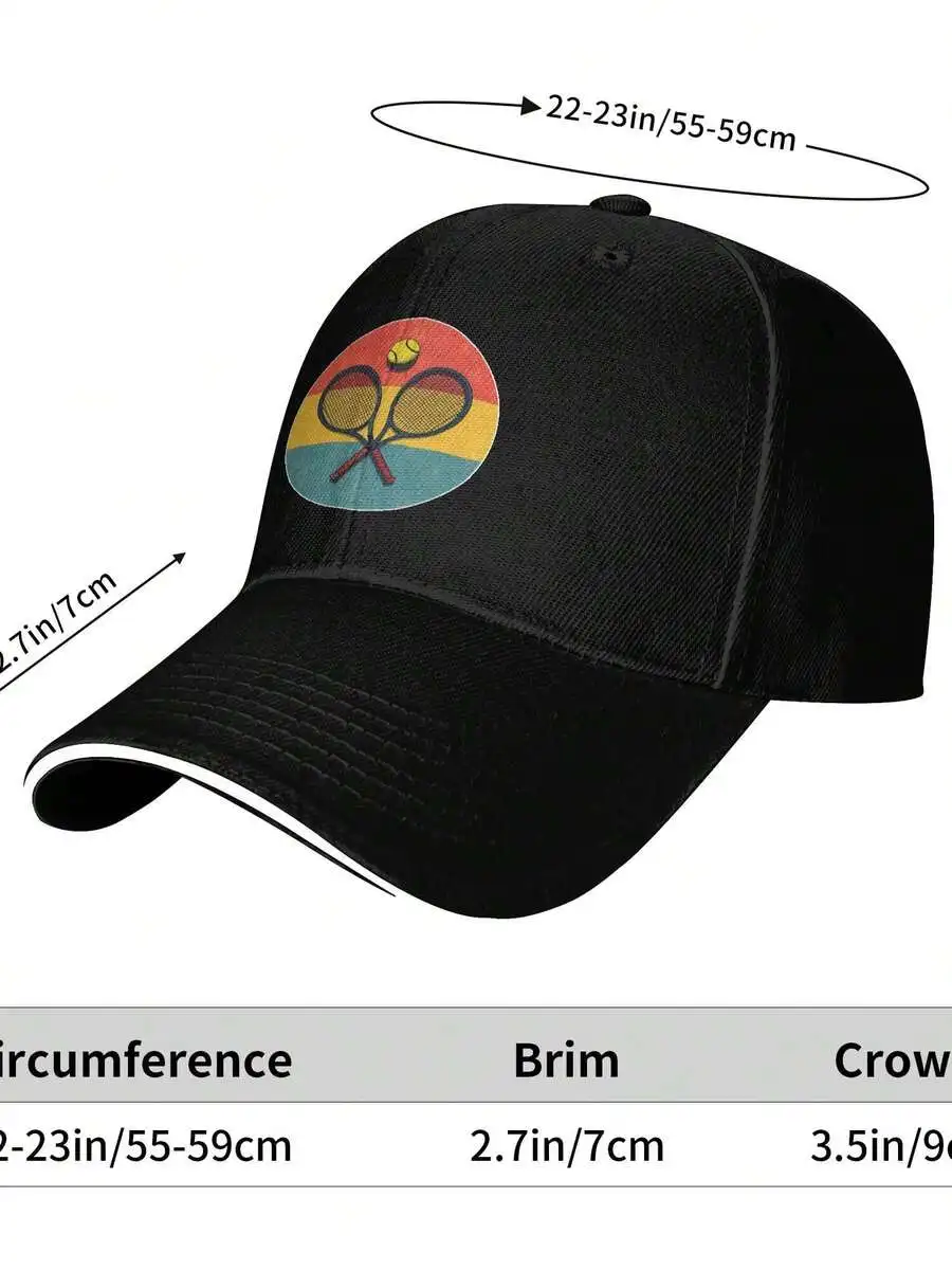 

Retro Vintage Crossed Tennis Racket Baseball Cap For Adults Casual Black Hat