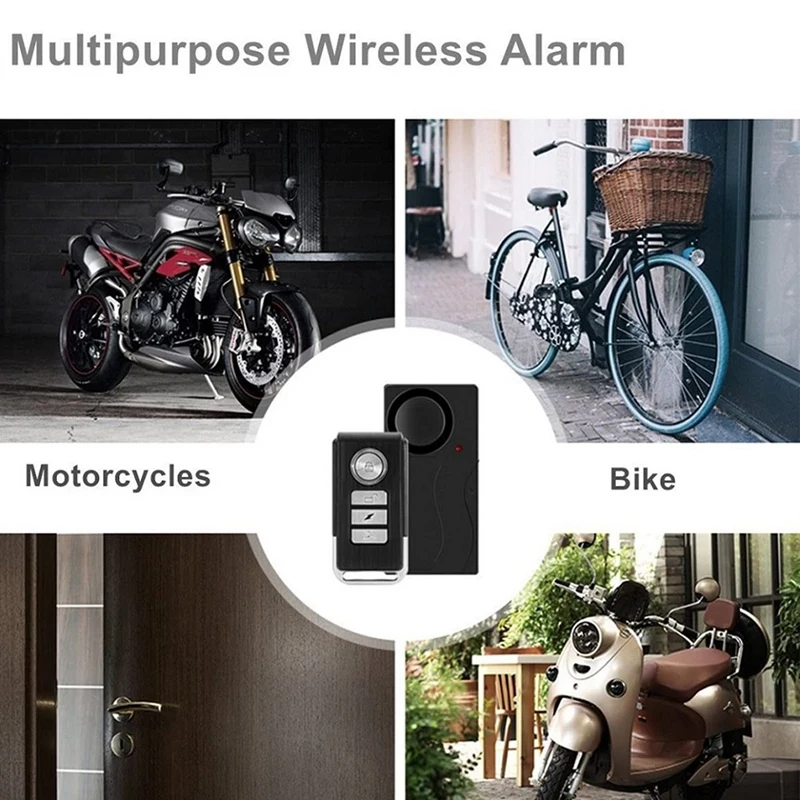 Wireless Vibration Bike Alarm With Remote Control Anti-Theft Alarm 110DB Loud Bike Door Window Alarm Home Safety System