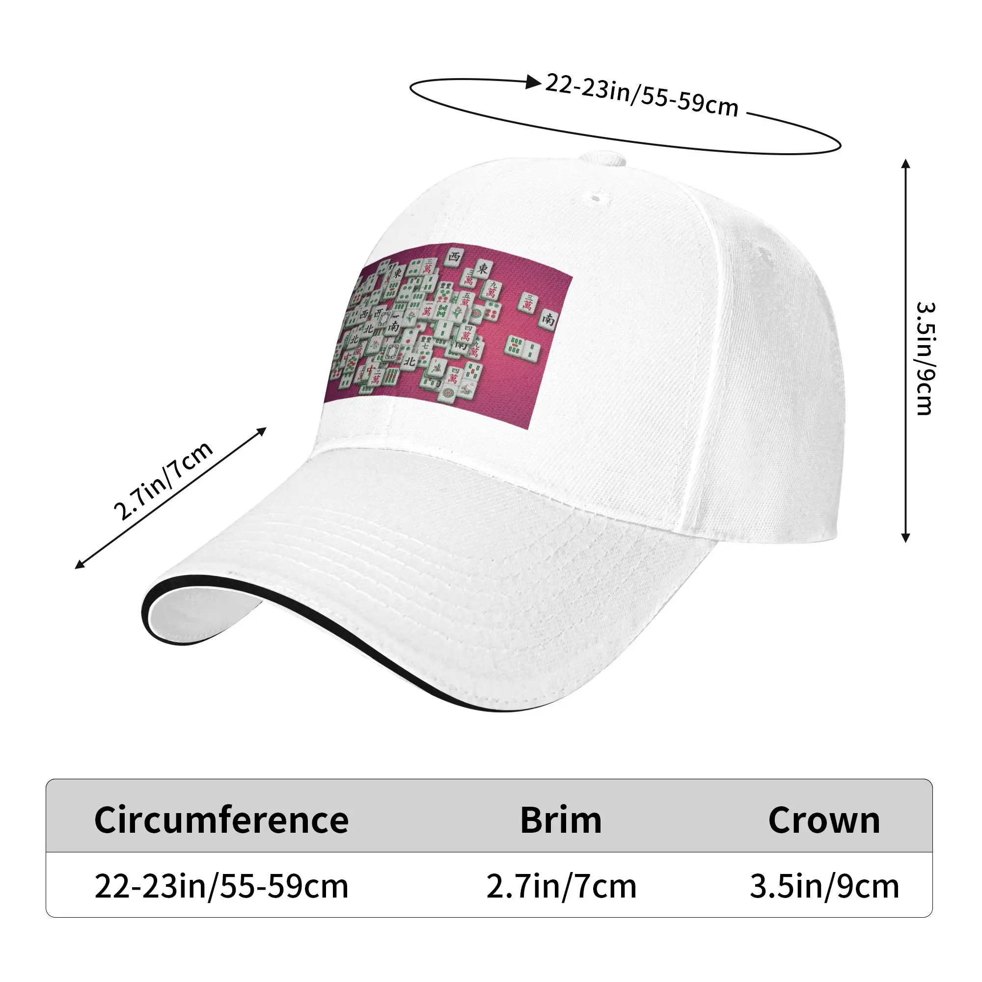 Mahjong Tile Pattern Cap Casual Baseball Caps Adjustable Hat Hip Hop Summer Unisex Baseball Hats Customizable