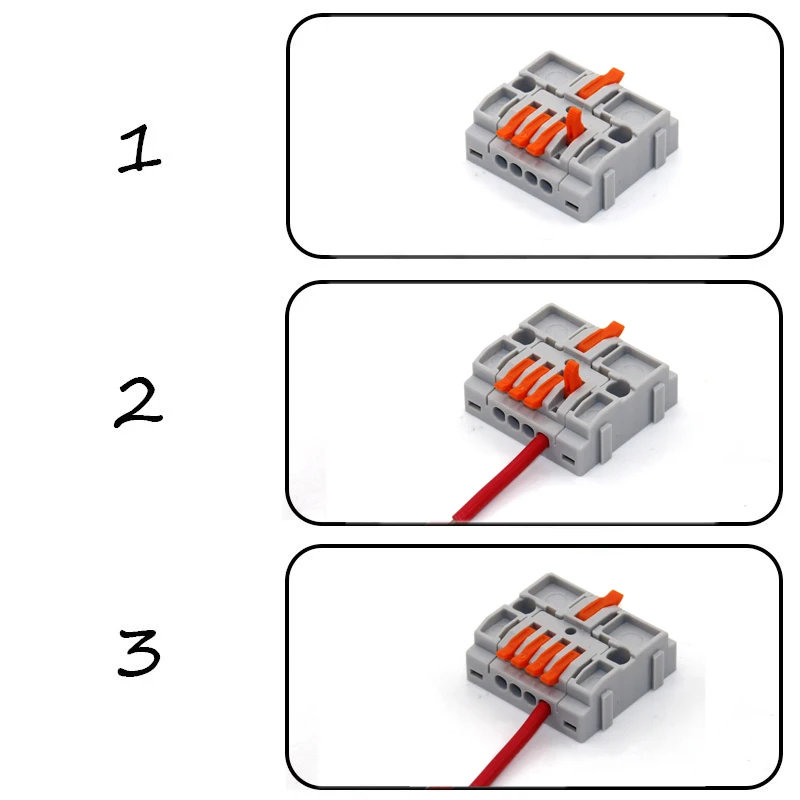 Rail Type Wire Electrical Connectors Universal Compact 2 3 4 5 Pin Splitter Push-in  Cable Wire Connector Fast Terminal Block