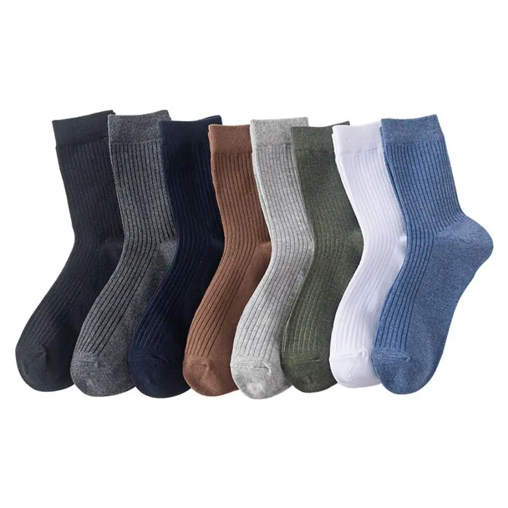 

High Quality Basic Knitting Rib Mid-tube Solid Color Business Men Dress Socks Men's Socks Cotton Socks Crew socks