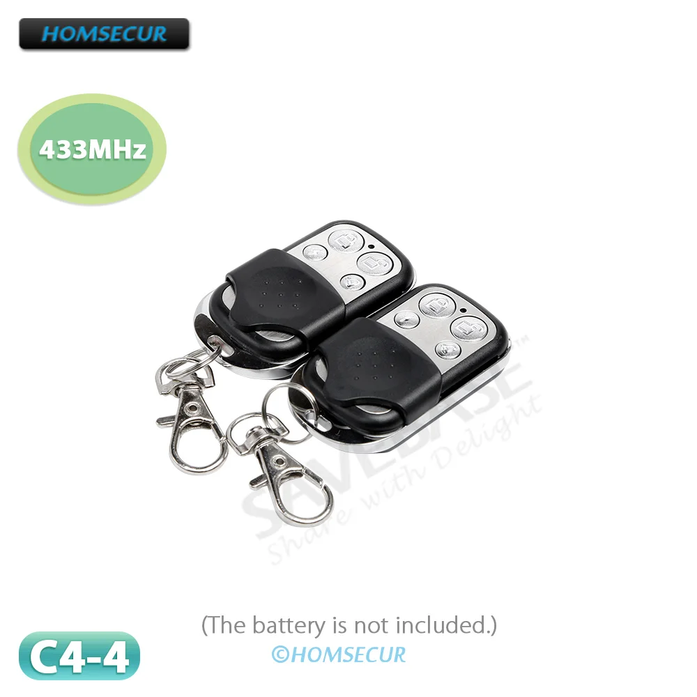

C4-4 433MHz 2Pcs Portable Keychain Wireless Remote Control with 4 Buttons for HOMSECUR 4G WIFI GSM Home Burglar Security Alarm
