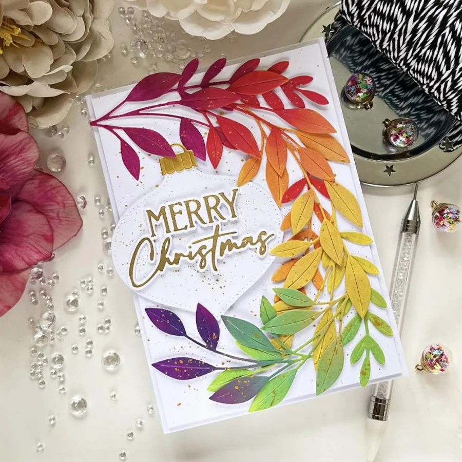 Lucky Goddess Metal Cutting Dies Christmas Sprigs Diy Scrapbooking Photo Album Decorative Embossing Paper Card Crafts