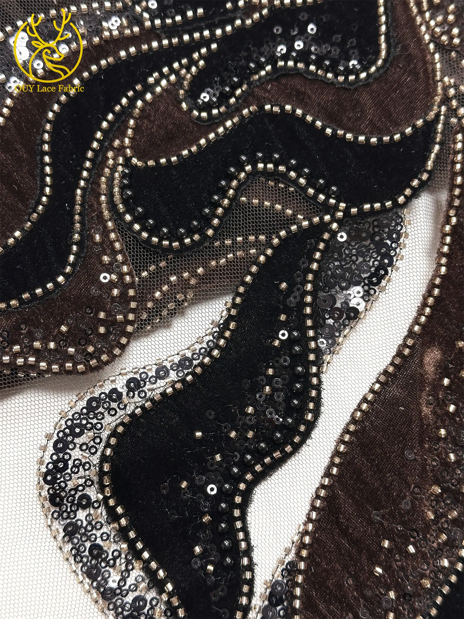Neueste Afrikanische Samt-Pailletten-Spitzenstoffe 2026 Luxuriöse Bräutigam-Stickerei Tüllstoffe Französische Damen-Abendkleider zum Nähen – Detail 23