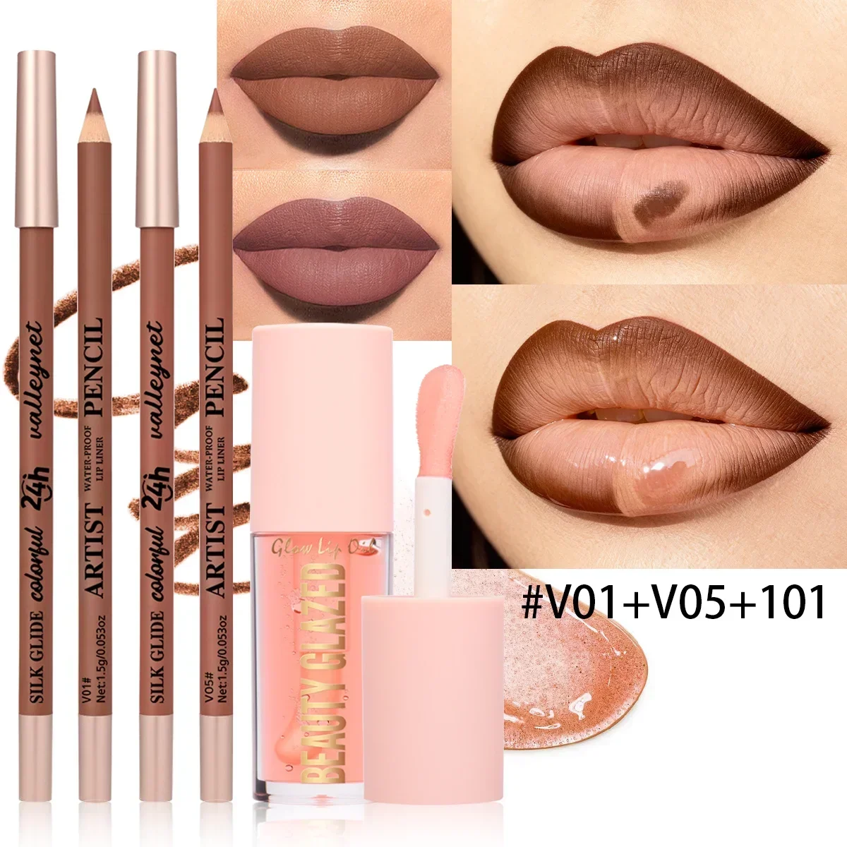 3 Teile/satz Matte Samt Lip Liner Lip Öl Set Lip Combo Set Langlebig Transparent Lip Öl Wasserdicht Lipliner Lip Make-Up