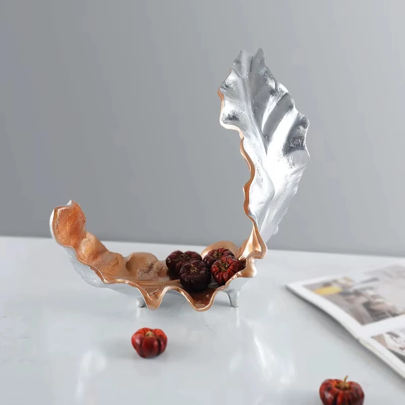 B-M Resin Handicraft Leaf Fruit Bowl Curved Dead Leaf Desktop Storage Container Tray Decorative Figurines Home Decoration