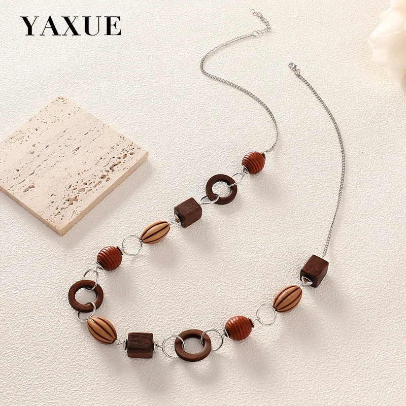 

2025 New Handmade Beaded Geometric Necklace for Women Irregular Unique Design Sweater Chain Ethnic Style Jewelry Accessory