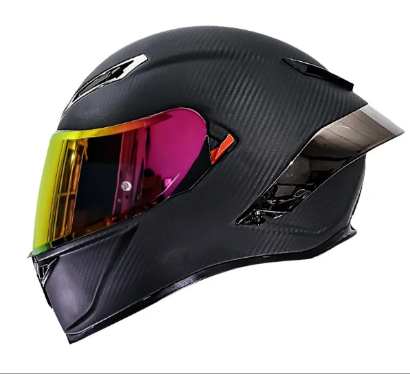 2025 New Carbon fiber material full face helmet, lightweight customizable dual visor, quick release anti crash DOT racing protec