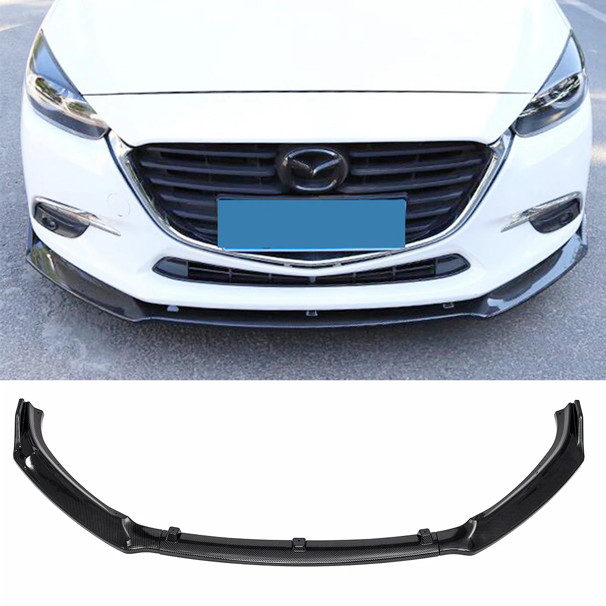 3pcs Front Bumper Lip Protector Spoiler Splitters Body Kit Guards for Mazda 3 Axela 2014 2015 2016 2017 2018 Car Accessories