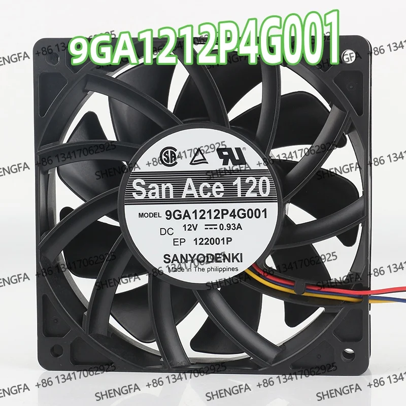 Cooling fan Sanyo 5V 24V 48V 12025 120X120X25MM 12CM AC EC PWM speed regulation Temperature control 9GA1212P4G001DC 12V 0.93A