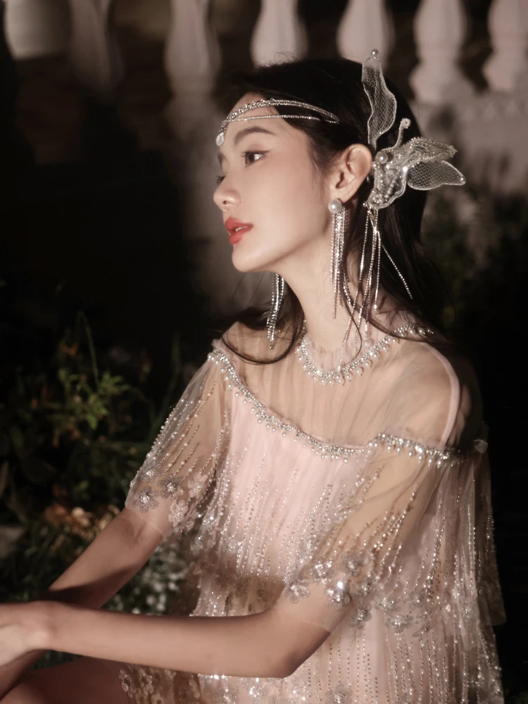 

Элегантное бальное платье для дня рождения, высококачественное, роскошное, в корейском стиле, с U-образным вырезом, с бисерной отделкой, для взрослых, для торжественных мероприятий