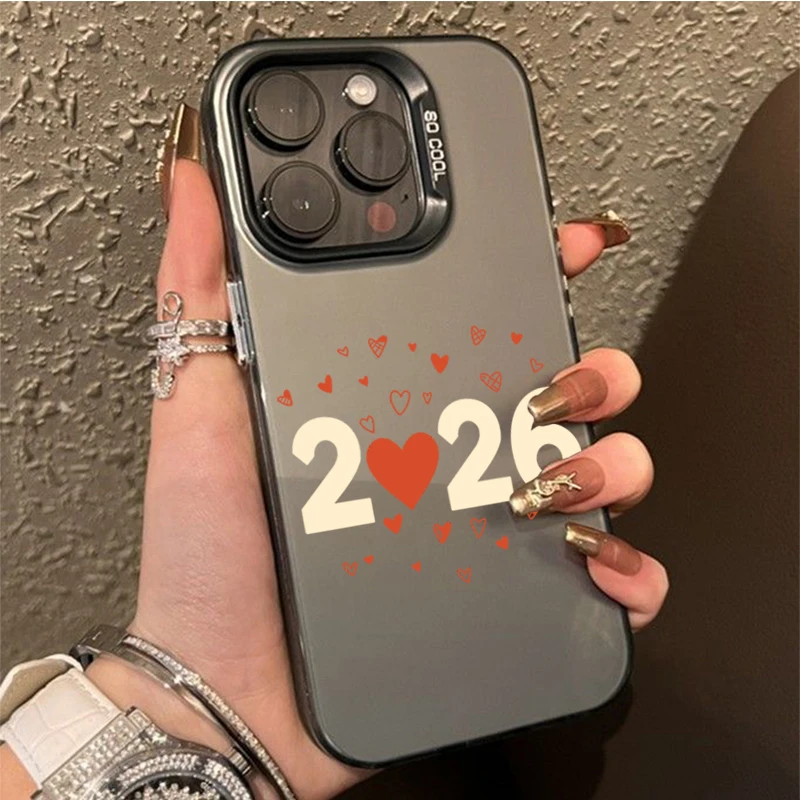 Romantic 2026 New Year Heart Phone Case For Samsung Galaxy S26 ULTRA S25 S24 S23 S22 S21 PLUS FE A56 A55 A54 A53 A36 Soft Cover