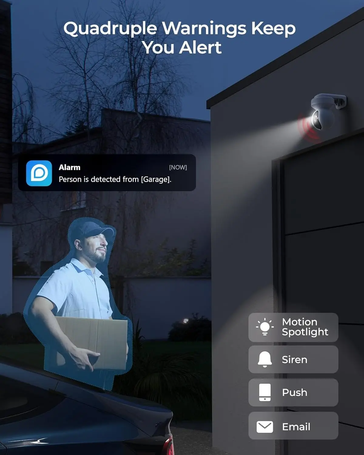 REO-LINK 4K كاميرا مراقبة خارجية WiFi 6 3X كاميرا PTZ بصرية لأمن المنزل تتبع الحركة الذكية مع أضواء كاشفة