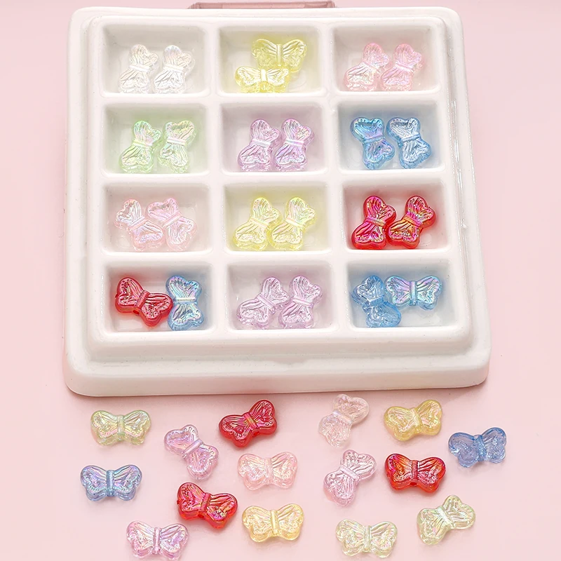 10-30 stuks 14x8mm veelkleurige vlindervorm acryl kralen spacer losse kralen voor DIY armband telefoon ketting sieraden maken benodigdheden