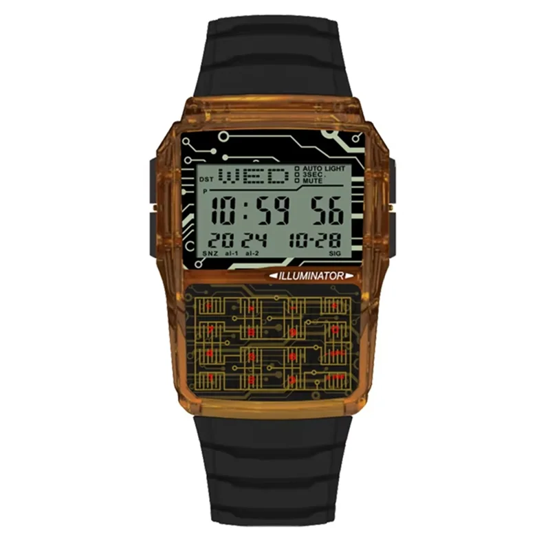 CABE-Orologio elettronico a LED di lusso superiore da uomo Orologio sportivo digitale con calcolatrice multifunzione Orologio impermeabile stile computer