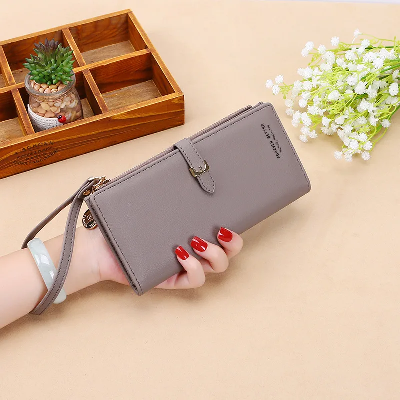 

Korean Style Women's Clutch Wallet, Large Capacity Wristlet Bag - Solid Color Fashion Purse with Wrist Strap